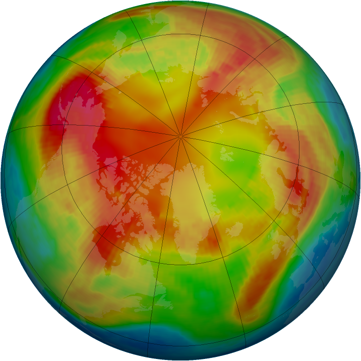 Arctic ozone map for 15 February 1985